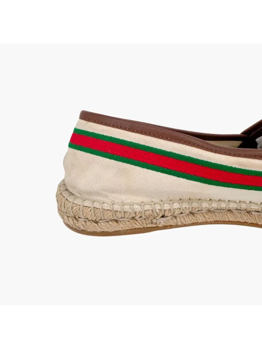 Gucci Interlocking GG Web Espadrille Flats Beige Canvas Size 41 US 11 Women’s